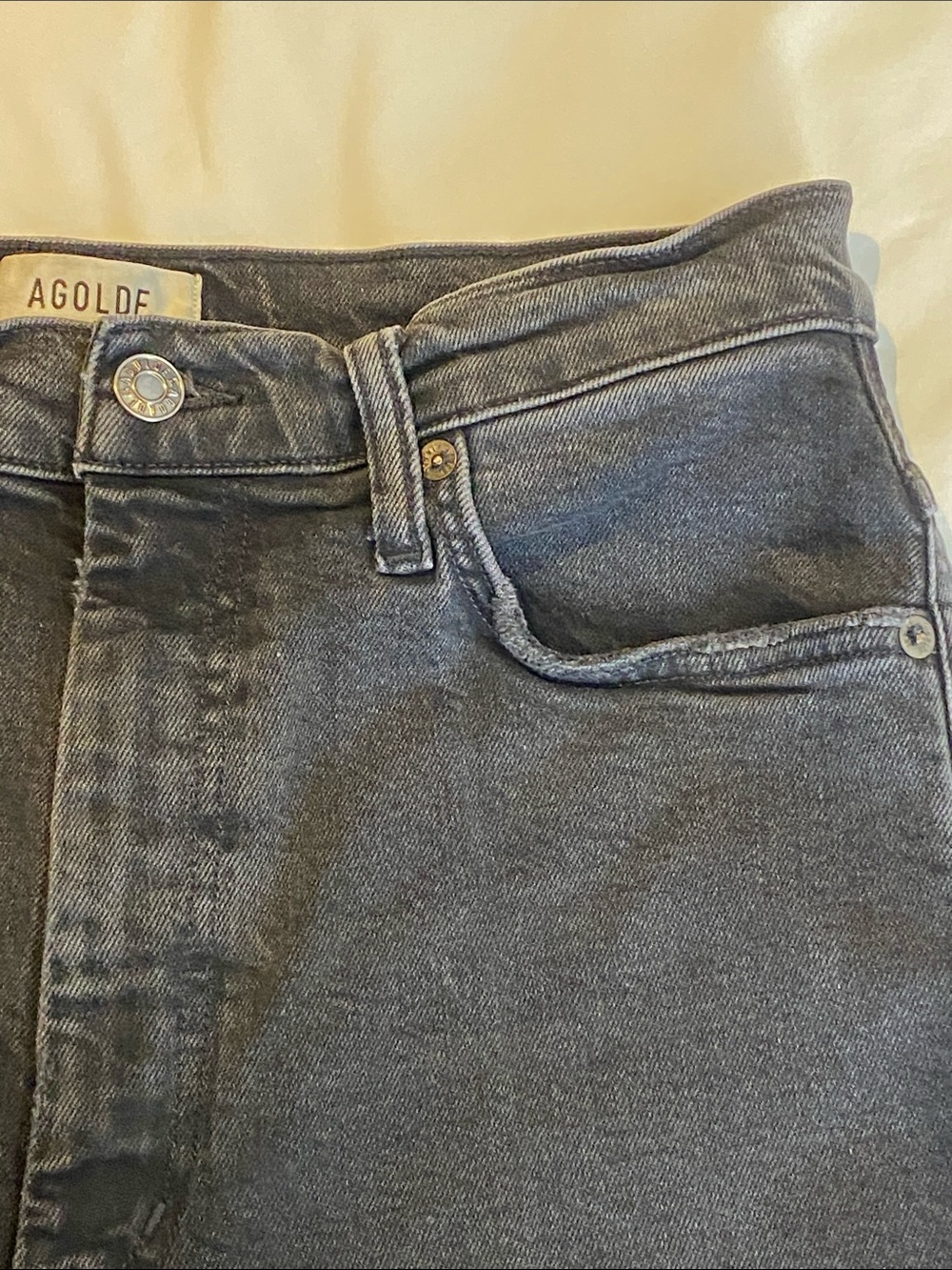 AGOLDE Pinch Waist High Rise Kick Flare Jeans Charcoal Black Minimalist 29 - Picture 13 of 16